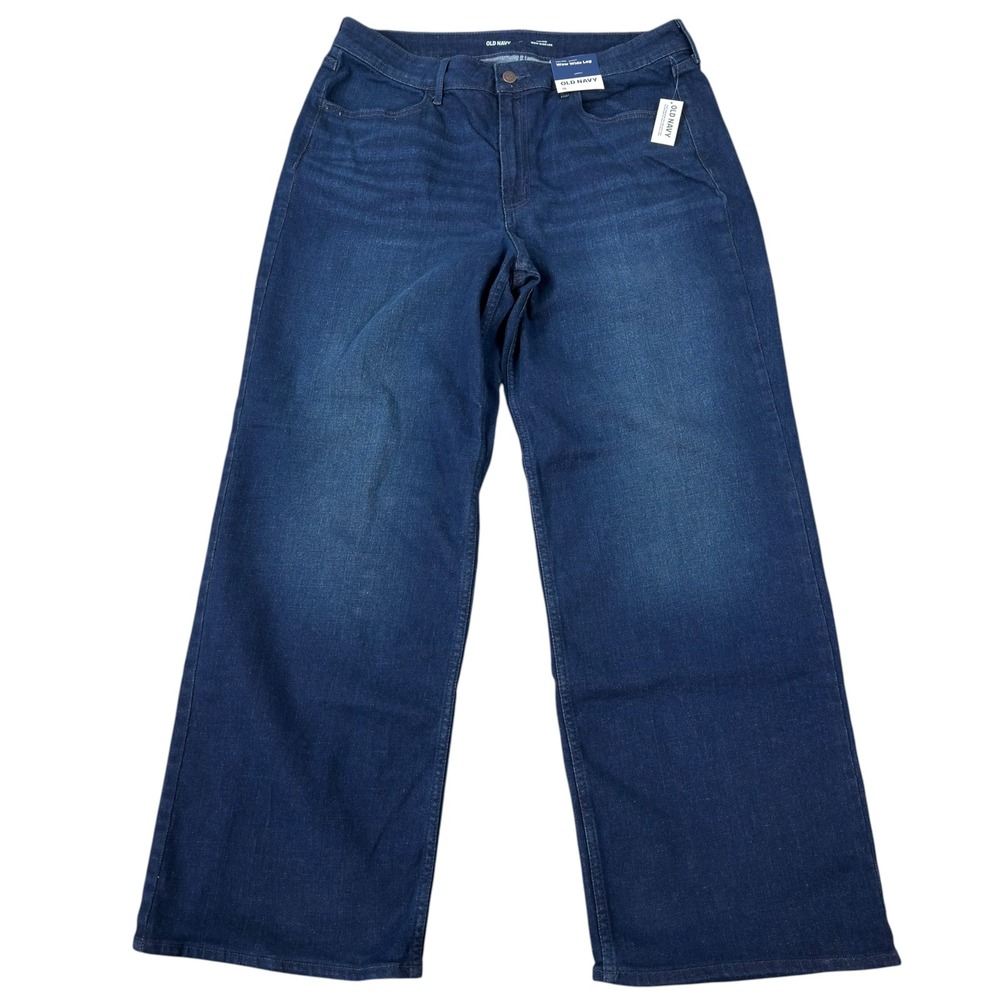 Old Navy Womens Wow Wide Leg Blue High Rise Stretch Denim Jeans Size 16